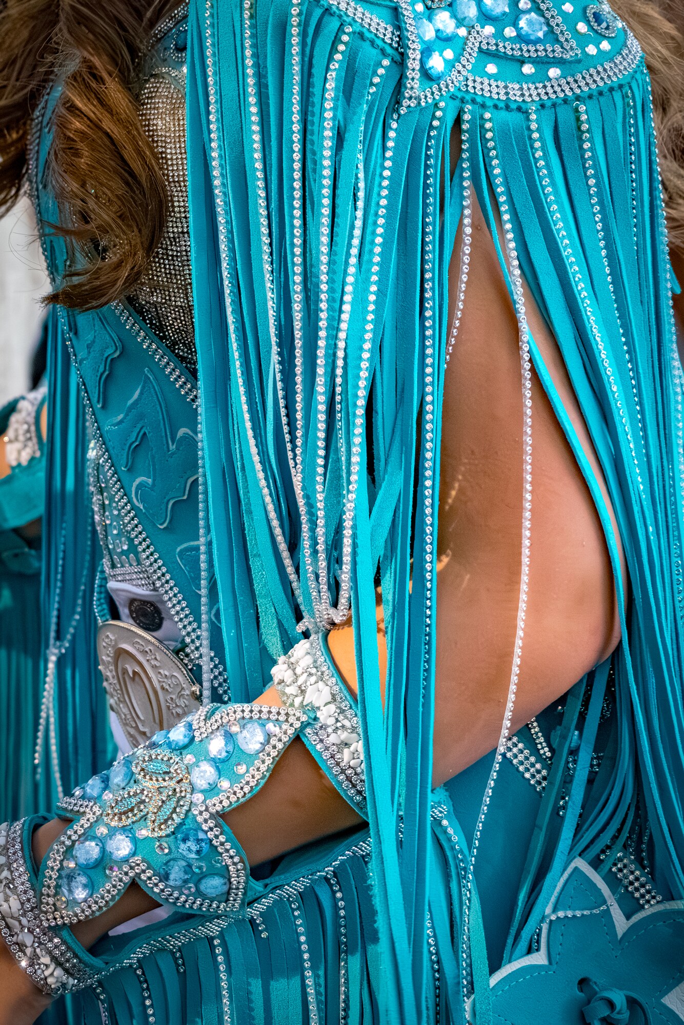 Detalhe da indumentária da rainha
